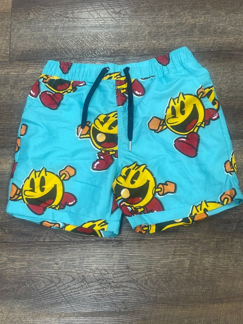 OppoSuits PAC-MAN Swim Shorts Size M Blue Mesh Lined Beach Trunks